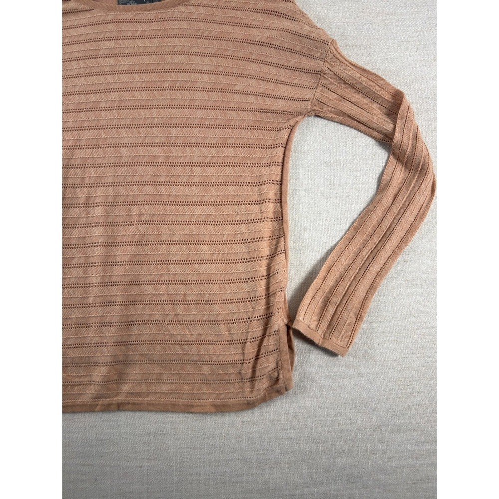 prAna Sweater Womens S Pink Pointelle Open Knit Long Sleeve Relaxed Pullover - Picture 4 of 11